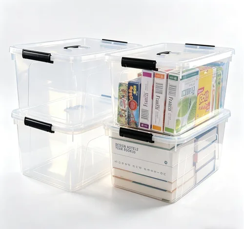 Miniatura 8 de Esdiplot - Paquete de 4 cajas de almacenamiento transparentes con tapa, 10,5 L con cierre de plástico con asas