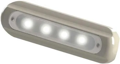 TACO Marine F38-8800W-1 - Lámpara de cubierta de montaje plano con 4 LED, color blanco con carcasa blanca