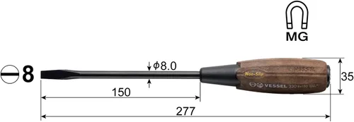 Miniatura 2 de B-330-8-150 Wood-Compo tang-thru Destornillador