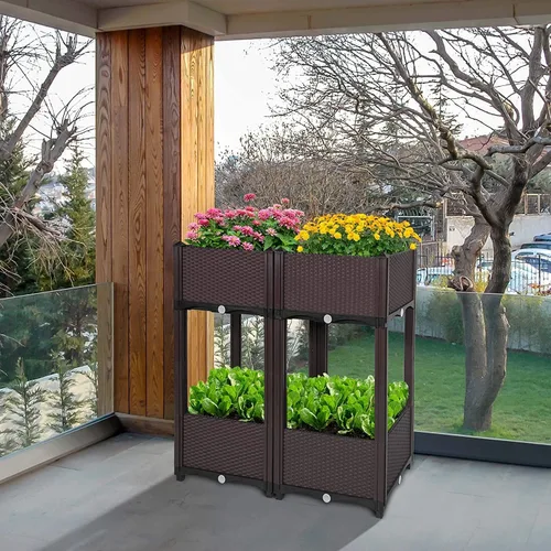Miniatura 6 de D'vine Dev Camas elevadas – Caja de jardín elevada con tapón de drenaje, macetas de pie para kit de jardinería de vegetales/flores/hierbas, RGB-4