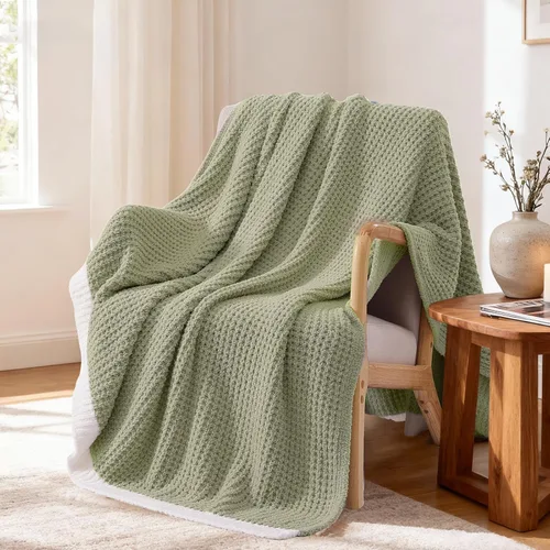 Miniatura 11 de WRENGONGE - Manta a rayas de color caqui, suave, acogedora, mullida, cálida, para sillón, sofá, cama o viajes, ligera, 50 x 70 pulgadas, regalo