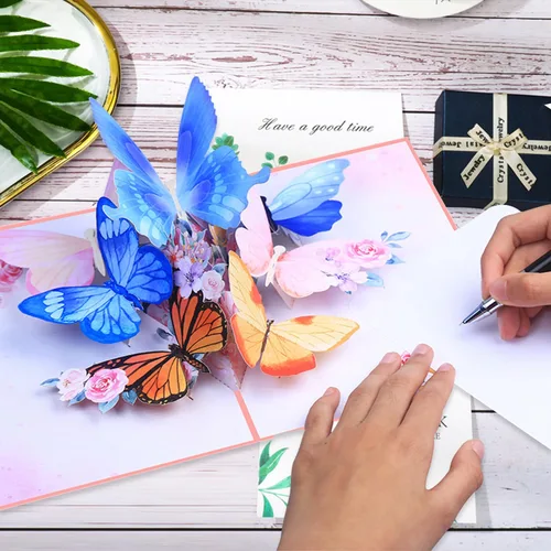 Miniatura 5 de ROBBEAR Tarjeta emergente, tarjeta de felicitación 3D de mariposa y flor con sobre para cualquier ocasión, cumpleaños, día de la madre, aniversario