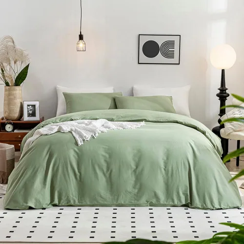 Miniatura 20 de JELLYMONI Funda de edredón tamaño individual, funda de edredón 100% algodón lavado con textura similar al lino, ropa de cama transpirable y suave