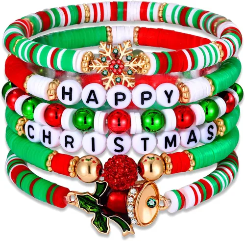 Miniatura 282 de Surfer Heishi - Pulseras apilables para mujer, apilables, de vinilo arcoíris, disco de arcilla, pulseras elásticas para la amistad, joyería bohemia