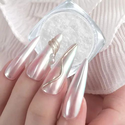 Miniatura 2 de Polvo de uñas cromado de unicornio mejorado – 2025 Aurora Unichrome Mermaid Aurora Polvo de uñas Pigmento Perlado Arte de Uñas Decoración