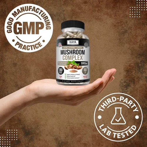 Miniatura 6 de Kaya Naturals Complejo de hongos premium potente - Suplemento de hongos - Cápsulas complejas de hongos 1995 mg por porción - Ayuda a la claridad