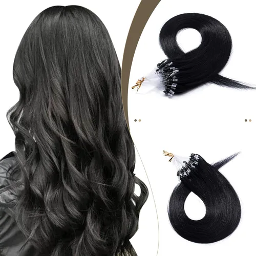 Miniatura 21 de SEGO Extensiones de cabello humano con micro cuentas, extensiones de cabello humano con micro bucle, lacio, natural, fusión fría, 1.76 oz/paquete