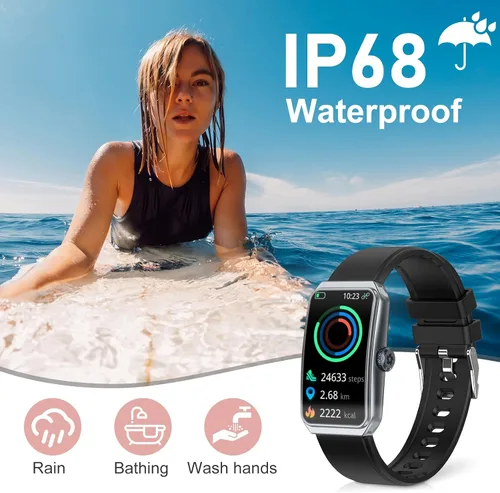 Miniatura 7 de Rastreador de actividad física con frecuencia cardíaca 24/7, oxígeno en sangre, rastreador de sueño, reloj de fitness impermeable, rastreador