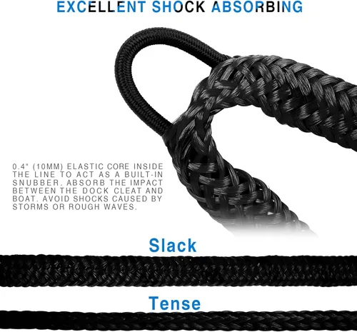 Miniatura 3 de Accesorios para barco de línea de muelle bungee - Pontón, moto acuática, accesorios de kayak con clip de acero inoxidable 316 Negro