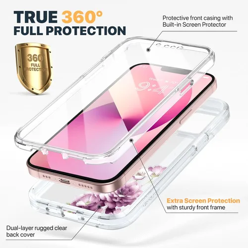 Miniatura 519 de Diaclara Funda diseñada para iPhone 16, mejorada [protección completa de la cámara], carcasa resistente de cuerpo completo con protector de pantalla