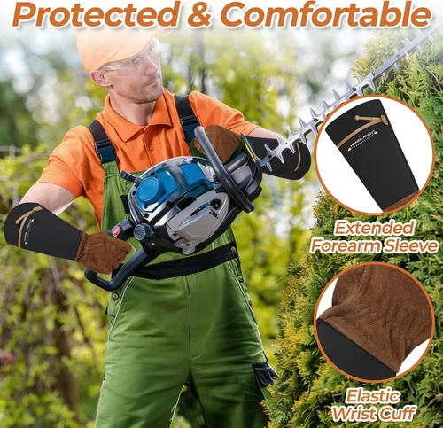 Miniatura 3 de HANDLANDY HLDD Long Gardening Gloves for Women Men - Leather Rose Pruning Gloves Thorn Proof - Breathable Working Glove