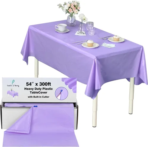 Miniatura 132 de Rollo de plástico para cubierta de mesa color verde manzana, 40 pulgadas x 100 pies, rollo de plástico resistente para cubierta de mesa de banquetes