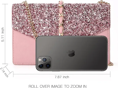 Miniatura 3 de GM LIKKIE Bolso de mano cruzado para mujer, bolso de noche con purpurina, borla de lentejuelas, bolso de boda para fiesta