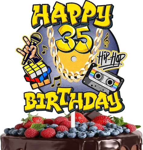 Miniatura 11 de Decoración de pastel de hip hop para hombres y mujeres, 30 cumpleaños, feliz retro, 70, 80, 90, decoración de fiesta de cumpleaños, fiesta