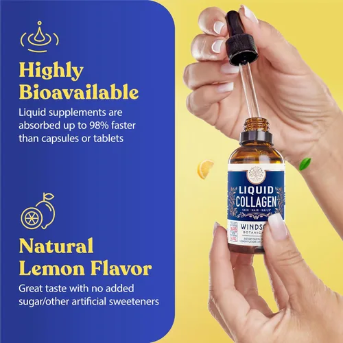 Miniatura 5 de Suplemento concentrado de péptidos de colágeno líquido – 30,000 mcg de colágeno líquido hidrolizado para mujeres más biotina cabello, piel, soporte