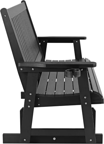Miniatura 9 de HIPS Silla de columpio para patio con portavasos, resistente a todo tipo de clima, respaldo alto y asiento profundo contorneado, resistente para 900