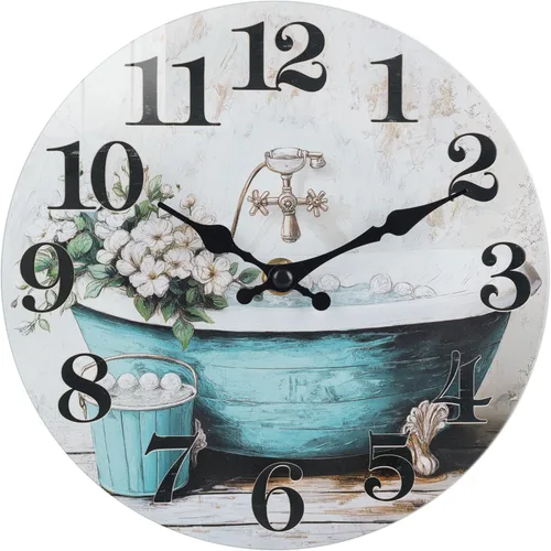 Reloj de pared decorativo para baño, estilo rústico, impermeable, de cristal, para baño, piscina, jardín (12 pulgadas, azul)