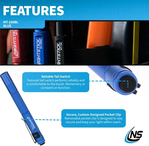 Miniatura 4 de Nightstick MT-100BL Mini-TAC Linterna LED de Metal - 2 AAA, 5.4 in (137 mm), Azul