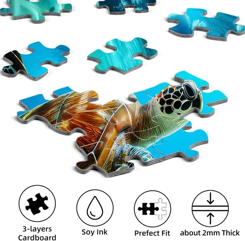 Miniatura 5 de Sutinban Rompecabezas de 1000 piezas de tortuga marina para adultos, rompecabezas de 1000 piezas para adultos, rompecabezas de espíritu ondulado