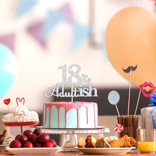 Miniatura 6 de Decoración de pastel de 18 y Adultish para fiesta de cumpleaños de dieciocho años, decoraciones de pastel de tiempo para adultos, decoraciones