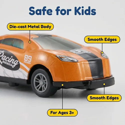 Miniatura 6 de 8 autos de juguete de carreras de tracción hacia atrás, autos de metal para saltar a troquel para niños de 3 a 6 años, no necesitan baterías, auto