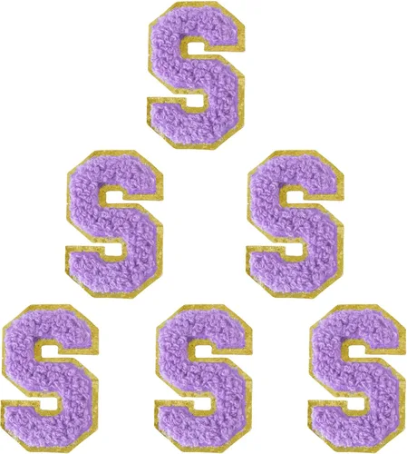 Miniatura 90 de 6 piezas de parches de letras de chenilla autoadhesivas, parches de letras preppy de 2 pulgadas para bolsos, ropa y sombreros, grandes pegatinas