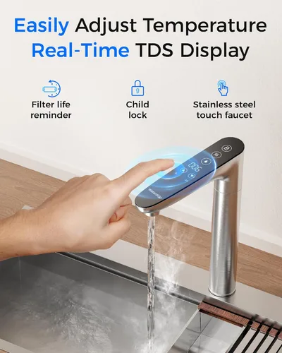 Miniatura 12 de Waterdrop Sistema de ósmosis inversa KJ600, dispensador instantáneo de agua caliente, 600 GPD, reduce PFAS, sin tanque, 2:1 puro para drenar, debajo