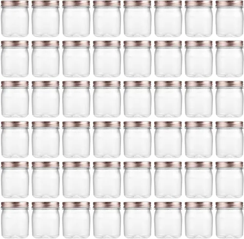 Miniatura 25 de novelinks Tarros de plástico transparente de 8 onzas con tapas herméticas, paquete de 16 tarros de plástico con tapas de 8 onzas, recipientes de Oro