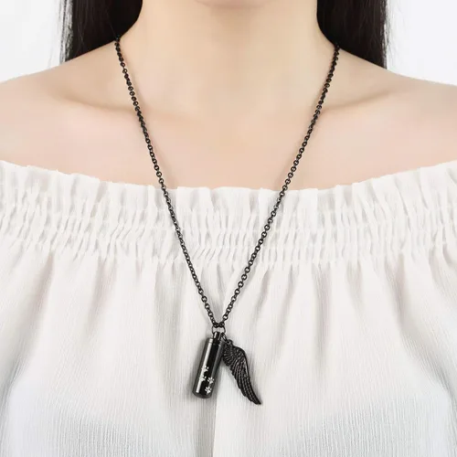 Miniatura 6 de XIUDA Collar de urna cilíndrica para cenizas, huella de pata, joyería de cremación para perros y gatos, colgante de recuerdo conmemorativo de acero