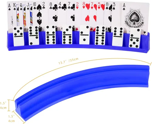 Miniatura 3 de Juego de 4 tarjetas de juego para niños mayores, soporte de dominó, soportes de plástico para tarjetas manos libres para Canasta, fiestas de póquer