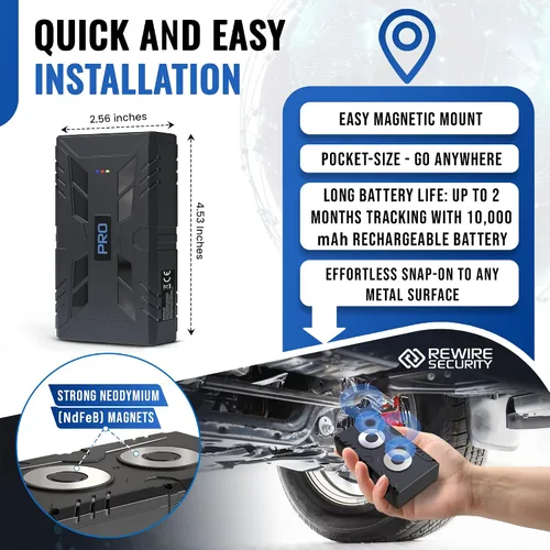 Miniatura 2 de REWIRE SECURITY 104-Pro - Rastreador GPS magnético 4G para vehículo Fácil montaje Compatible con automóvil, camión, camioneta y motocicleta
