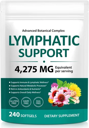Suplementos de drenaje linfático: 4275 mg de apoyo del sistema linfático a base de hierbas con diente de león, bardana, equinácea, cúrcuma y