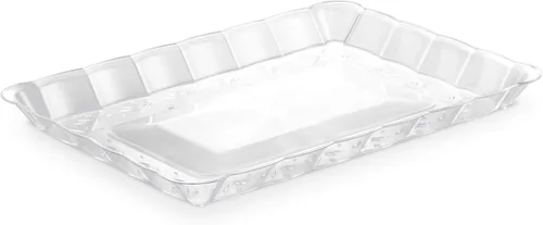 Miniatura 9 de Plasticpro - Bandejas de plástico para servir, rectangulares, 9 x 13 pulgadas, plato desechable para fiesta, incluye 4 bandejas Transparente