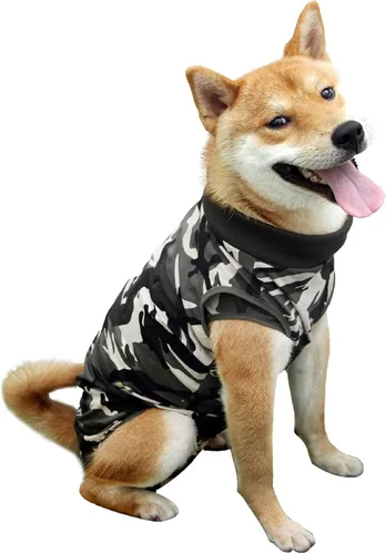 Miniatura 8 de LIANZIMAU Traje de recuperación quirúrgica para perros con un solo pieza transpirable para heridas abdominales y protección de la piel, alternativa