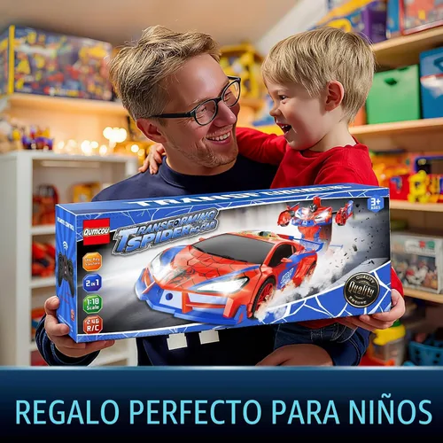 Miniatura 7 de Qumcou Juguetes de araña para niños de 4 a 6 años, auto de control remoto, juguetes de superhéroes transformables con un botón, autos RC de 2.4 GHz