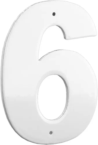 Montague Metal Products Placa de aluminio para exteriores con número 6 de 8 pulgadas, tamaño mediano, color blanco