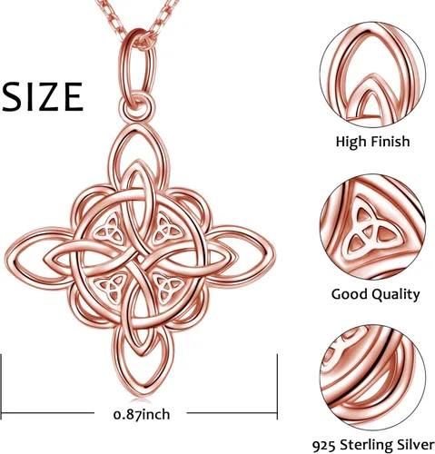 Miniatura 18 de FLYOW Collar con colgante de nudo celta de plata de ley 925 de buena suerte irlandés para mujer, regalo de cumpleaños y graduación
