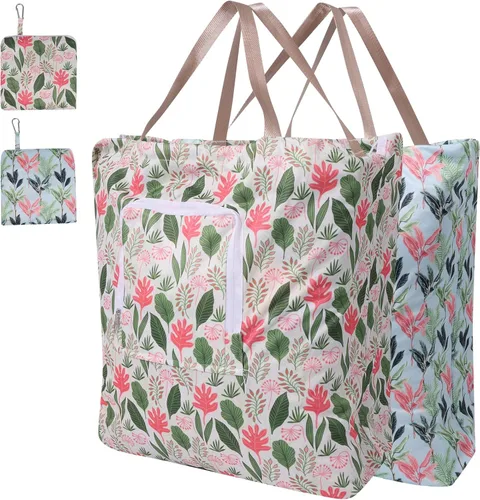 Miniatura 12 de Paquete de 2 bolsas de lavandería de viaje con asa y cordón, bolsas plegables expandibles para ropa sucia con gancho y cremallera, 23 x 20 pulgadas