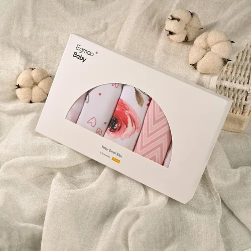 Miniatura 2 de Paquete de 10 baberos de algodón a presión para bebé niño y niña, baberos súper suaves para dentición y alimentación Conjunto de flores