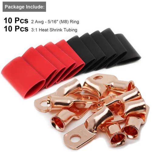 Miniatura 94 de TKDMR - Kit de 264 piezas de extremos de cable de batería, 132 piezas de terminales de anillo de lengüetas de cable de cobre resistentes AWG 8 6 4 2