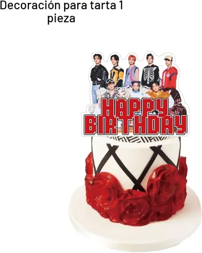 Miniatura 4 de Mercancía de Stray Kids, decoración de fiesta de 5 estrellas, incluye pancartas de feliz cumpleaños, adornos para pasteles, adornos para magdalenas