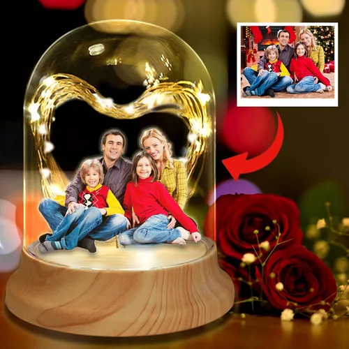Lámpara personalizada de luz nocturna personalizada con imagen Lámpara de foto personalizada en cúpula de vidrio para regalos de Navidad Día de San