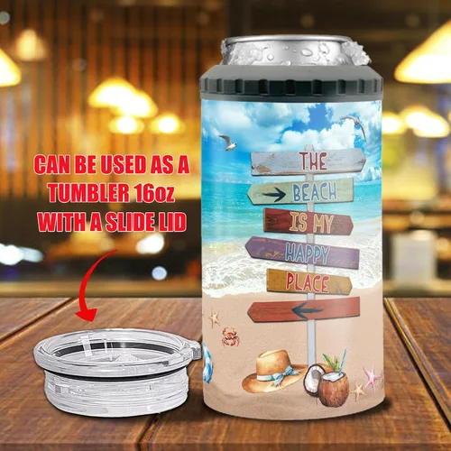 Miniatura 3 de Dorris A Day At The Beach Restore The Soul Can - Vaso enfriador de latas con nombre personalizado 4 en 1 con aislamiento de 16 onzas con tapa, Playa