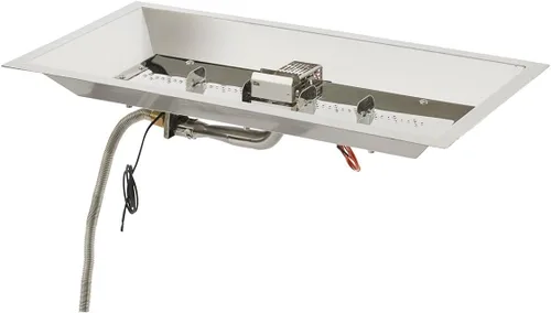 The Outdoor Greatroom Company Quemador de gas propano – Kit de quemador de fuego de cristal lineal Plus Spark Ignition – Inserto para hoguera de gas