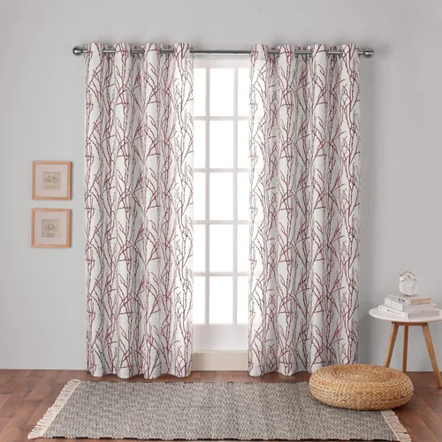 Miniatura 11 de Exclusive Home Branches - Par de paneles de cortinas de mezcla de lino con ojales, 54 x 84 pulgadas, negro