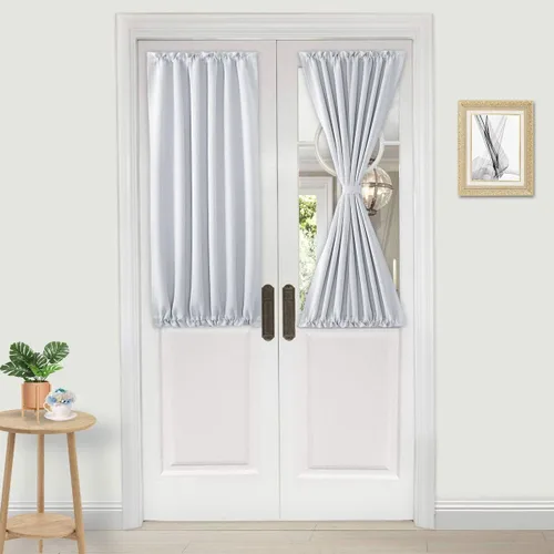 Miniatura 177 de DWCN Cortinas para puerta francesa: cortina térmica con bolsillo para barra para puertas con ventana de vidrio, puertas de cocina y patio