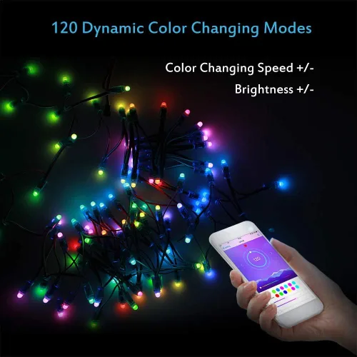Miniatura 2 de ALITOVE WS2811 - Tira de luces LED de píxeles de 12 V, control de aplicación Bluetooth, 23 pies, 100 LED direccionables de color de ensueño, píxeles