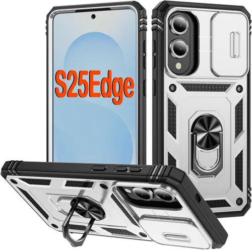 Miniatura 118 de PASNEW Funda para Samsung Galaxy S22 Ultra 5G, cubierta de cámara deslizante y soporte de dedo de metal giratorio de 360°, militar, resistente, a
