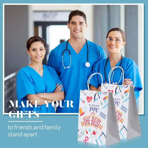 Miniatura 6 de Zonon 24 bolsas de regalo para enfermeras grandes a granel, bolsas de agradecimiento para enfermeras de 10.6 x 8.3 x 4.3 pulgadas para RN CNA LPN