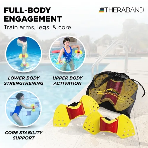 Miniatura 4 de Kit de Ejercicio Acuático THERABAND Aquafins para Entrenamiento de Resistencia en Agua para Parte Superior/Inferior del Cuerpo, Terapia Física